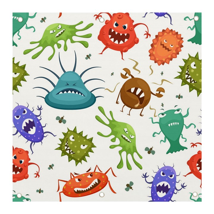 Dangerous Streptococcus Lactobacillus Staphylococcus Others Microbes Cartoon Style Vector Seamless P Banner and Sign 3  x 3 