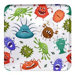 Dangerous Streptococcus Lactobacillus Staphylococcus Others Microbes Cartoon Style Vector Seamless P Square Glass Fridge Magnet (4 Pack) by Ravend