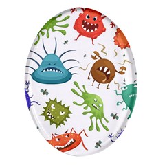 Dangerous Streptococcus Lactobacillus Staphylococcus Others Microbes Cartoon Style Vector Seamless P Oval Glass Fridge Magnet (4 pack)