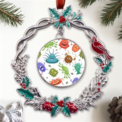 Dangerous Streptococcus Lactobacillus Staphylococcus Others Microbes Cartoon Style Vector Seamless P Metal X mas Wreath Holly leaf Ornament