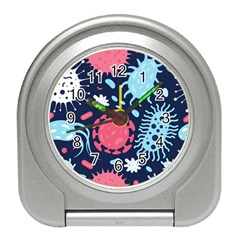 Seamless Pattern Microbes Virus Vector Illustration Travel Alarm Clock by Ravend