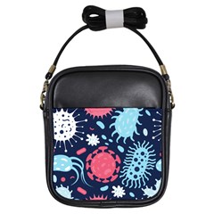 Seamless Pattern Microbes Virus Vector Illustration Girls Sling Bag by Ravend