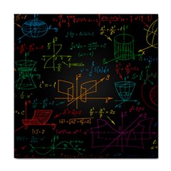 Mathematical Colorful Formulas Drawn By Hand Black Chalkboard Tile Coaster by Ravend