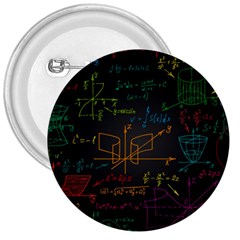 Mathematical Colorful Formulas Drawn By Hand Black Chalkboard 3  Buttons by Ravend