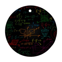 Mathematical Colorful Formulas Drawn By Hand Black Chalkboard Ornament (round) by Ravend