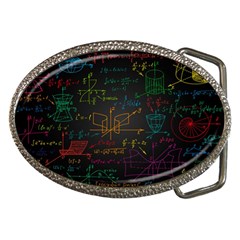 Mathematical Colorful Formulas Drawn By Hand Black Chalkboard Belt Buckles by Ravend