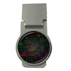 Mathematical Colorful Formulas Drawn By Hand Black Chalkboard Money Clips (round)  by Ravend