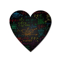 Mathematical Colorful Formulas Drawn By Hand Black Chalkboard Heart Magnet by Ravend