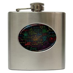 Mathematical Colorful Formulas Drawn By Hand Black Chalkboard Hip Flask (6 Oz) by Ravend