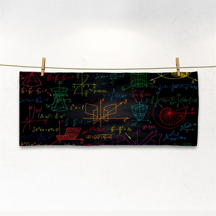 Mathematical Colorful Formulas Drawn By Hand Black Chalkboard Hand Towel