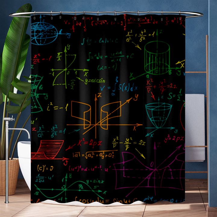 Mathematical Colorful Formulas Drawn By Hand Black Chalkboard Shower Curtain 60  x 72  (Medium) 