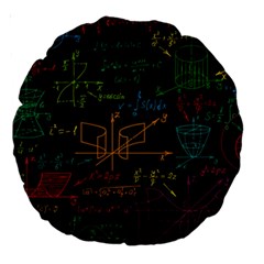 Mathematical Colorful Formulas Drawn By Hand Black Chalkboard Large 18  Premium Round Cushions by Ravend