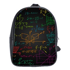 Mathematical Colorful Formulas Drawn By Hand Black Chalkboard School Bag (xl) by Ravend