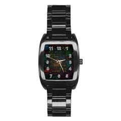 Mathematical Colorful Formulas Drawn By Hand Black Chalkboard Stainless Steel Barrel Watch by Ravend