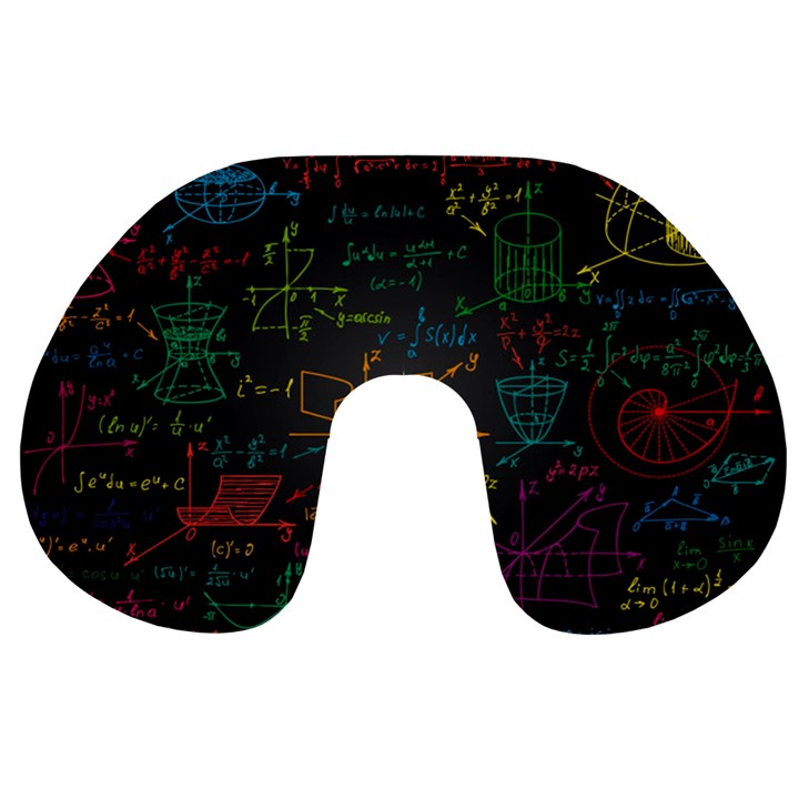 Mathematical Colorful Formulas Drawn By Hand Black Chalkboard Travel Neck Pillow