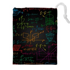 Mathematical Colorful Formulas Drawn By Hand Black Chalkboard Drawstring Pouch (4xl) by Ravend