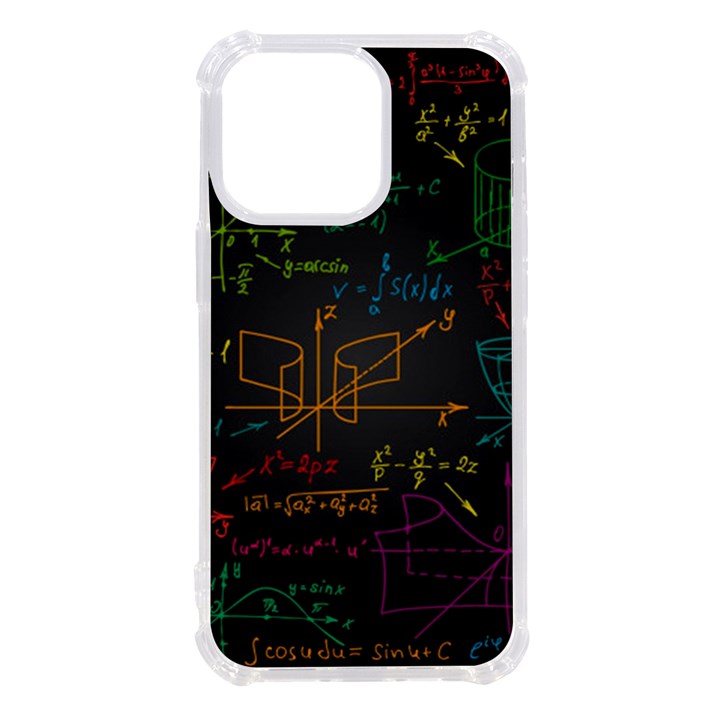 Mathematical Colorful Formulas Drawn By Hand Black Chalkboard iPhone 13 Pro TPU UV Print Case