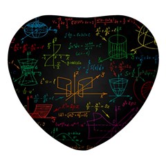 Mathematical Colorful Formulas Drawn By Hand Black Chalkboard Heart Glass Fridge Magnet (4 Pack)