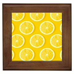 Lemon Fruits Slice Seamless Pattern Framed Tile by Ravend