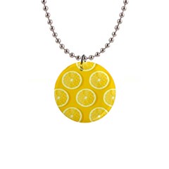 Lemon Fruits Slice Seamless Pattern 1  Button Necklace by Ravend