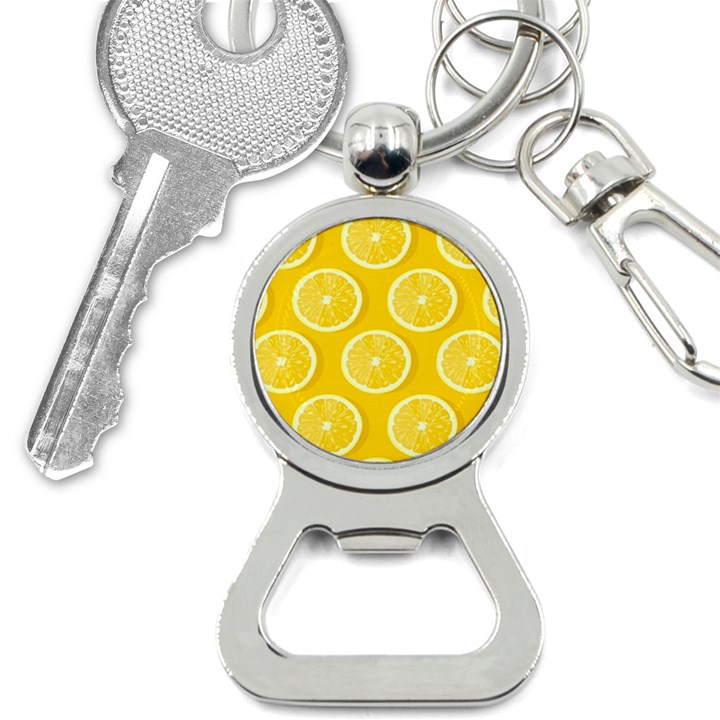 Lemon Fruits Slice Seamless Pattern Bottle Opener Key Chain