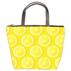 Lemon Fruits Slice Seamless Pattern Bucket Bag by Ravend