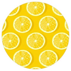 Lemon Fruits Slice Seamless Pattern Round Trivet by Ravend