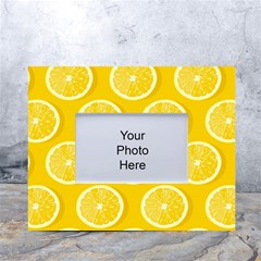 Lemon Fruits Slice Seamless Pattern White Tabletop Photo Frame 4 x6  by Ravend