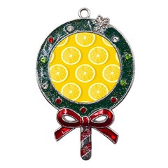 Lemon Fruits Slice Seamless Pattern Metal X mas Lollipop With Crystal Ornament by Ravend