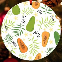 Seamless Tropical Pattern With Papaya Uv Print Acrylic Ornament Round