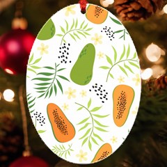 Seamless Tropical Pattern With Papaya Uv Print Acrylic Ornament Oval by Ravend