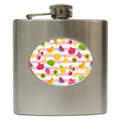 Tropical Fruits Berries Seamless Pattern Hip Flask (6 Oz) by Ravend