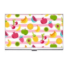 Tropical Fruits Berries Seamless Pattern Business Card Holder by Ravend