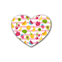 Tropical Fruits Berries Seamless Pattern Rubber Coaster (heart) by Ravend