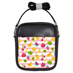 Tropical Fruits Berries Seamless Pattern Girls Sling Bag by Ravend