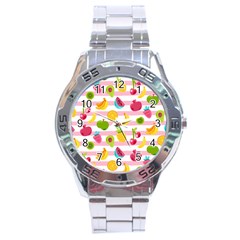 Tropical Fruits Berries Seamless Pattern Stainless Steel Analogue Watch by Ravend