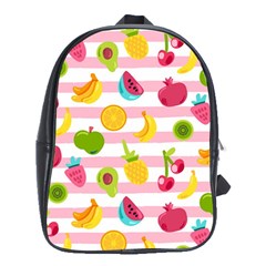 Tropical Fruits Berries Seamless Pattern School Bag (xl) by Ravend