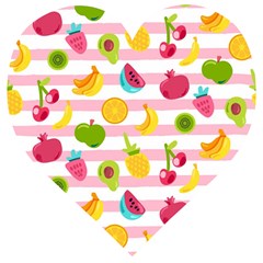 Tropical Fruits Berries Seamless Pattern Wooden Puzzle Heart by Ravend