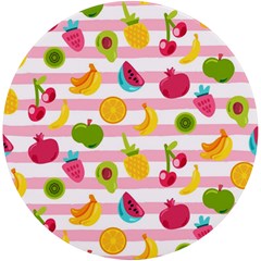 Tropical Fruits Berries Seamless Pattern Uv Print Round Tile Coaster by Ravend