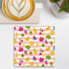 Tropical Fruits Berries Seamless Pattern Uv Print Square Tile Coaster  by Ravend