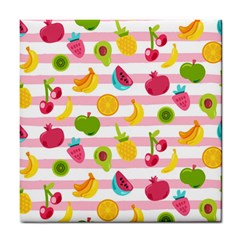 Tropical Fruits Berries Seamless Pattern Tile Coaster by Ravend