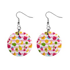 Tropical Fruits Berries Seamless Pattern Mini Button Earrings by Ravend