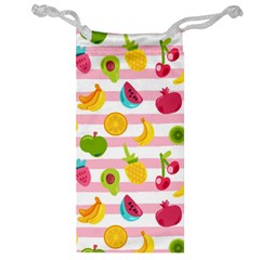 Tropical Fruits Berries Seamless Pattern Jewelry Bag by Ravend