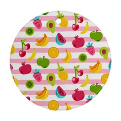 Tropical Fruits Berries Seamless Pattern Round Ornament (two Sides) by Ravend