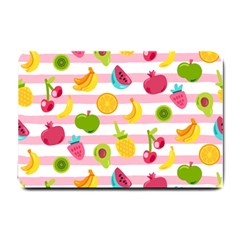 Tropical Fruits Berries Seamless Pattern Small Doormat by Ravend