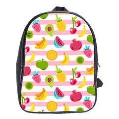 Tropical Fruits Berries Seamless Pattern School Bag (large) by Ravend