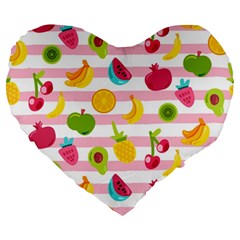 Tropical Fruits Berries Seamless Pattern Large 19  Premium Heart Shape Cushions by Ravend