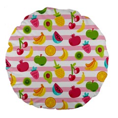 Tropical Fruits Berries Seamless Pattern Large 18  Premium Flano Round Cushions by Ravend