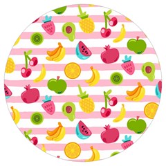 Tropical Fruits Berries Seamless Pattern Round Trivet by Ravend