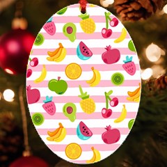 Tropical Fruits Berries Seamless Pattern Uv Print Acrylic Ornament Oval by Ravend